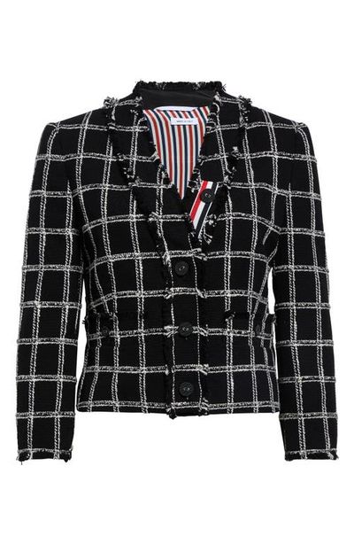 Thom Browne Thom Browne Windowpane Check V-Neck Cardigan Jacket
