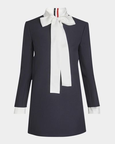 Thom Browne Tie-Neck Straight Shift Dress