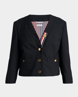 Thom Browne V-Neck Wool Cardigan Jacket