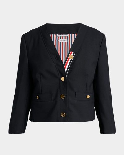 Thom Browne V-Neck Wool Cardigan Jacket