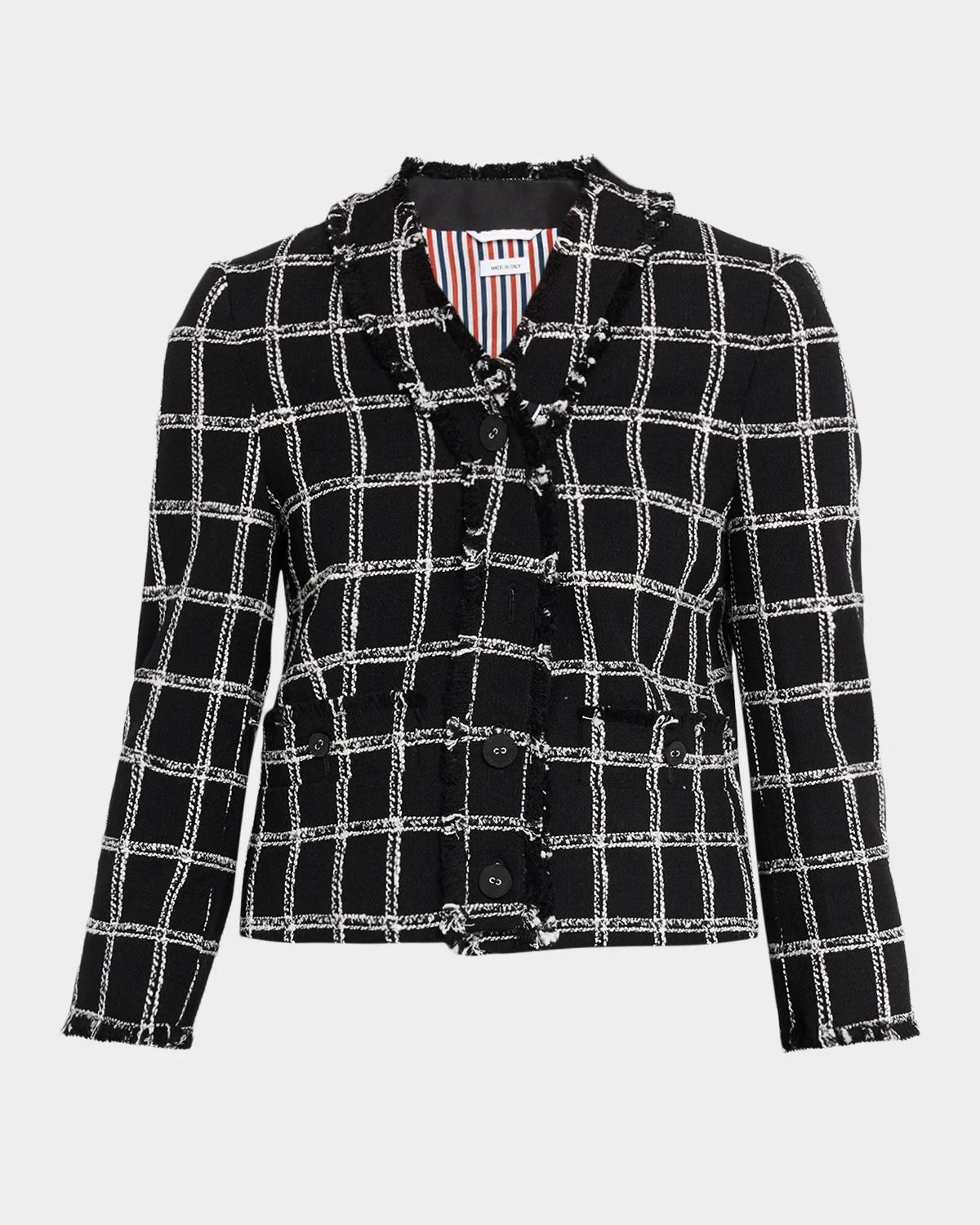 Thom Browne Windowpane Houndstooth Tweed Cardigan Jacket