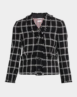 Thom Browne Windowpane Houndstooth Tweed Cardigan Jacket