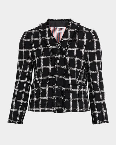 Thom Browne Windowpane Houndstooth Tweed Cardigan Jacket