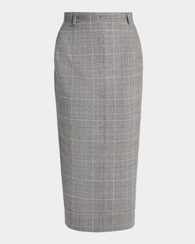 Thom Browne Windowpane Wool Tailored Midi Skirt
