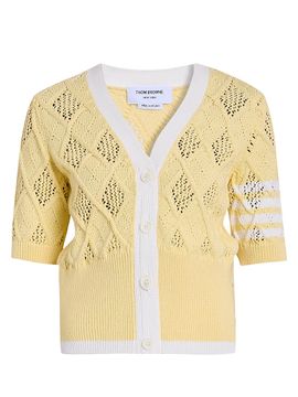 Thom Browne Women's Argyle Pointelle Knit Short-Sleeve Cardigan