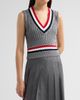 Thom Browne Women's Cricket RWB Stripe Cable Shrunken Vest - 4