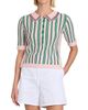 Thom Browne Women's Crochet Variegated Striped Cotton Polo Top - 3