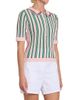 Thom Browne Women's Crochet Variegated Striped Cotton Polo Top - 4