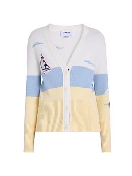 Thom Browne Women's Embroidered Nantucket Scenic Intarsia Cardigan