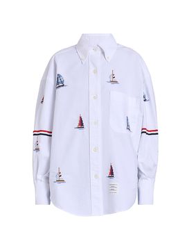 Thom Browne Women's Embroidered Stitch Sailboats Shirt