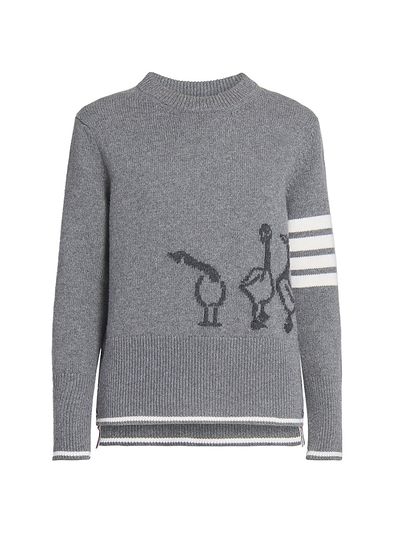 Thom Browne Women's Geese Intarsia Crewneck Wool Sweater