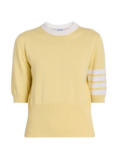 Thom Browne Women's Hector 4-Bar Intarsia-Knit Cotton Sweater
