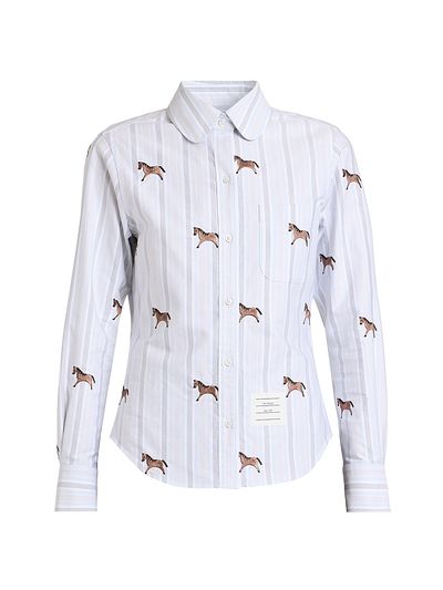 Thom Browne Women's Horse Striped Cotton Shirt
