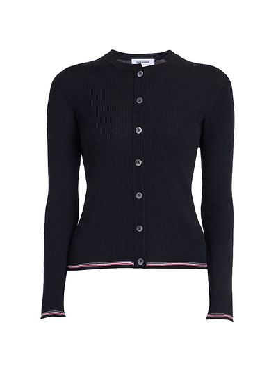 Thom Browne Women's RWB Rib-Stitch Wool Cardigan