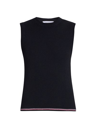 Thom Browne Women's RWB Stripe Wool Rib-Stitch Shell Top