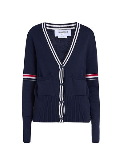 Thom Browne Women's Sailboat Jacquard V-Neck Cardigan