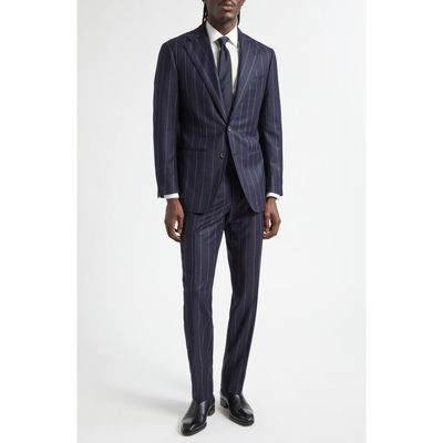 Thom Sweeney Thom Sweeney Chalk Stripe Structured Wool & Cashmere Suit