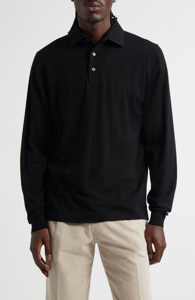 Thom Sweeney Thom Sweeney Extrafine Virgin Merino Wool Polo Sweater