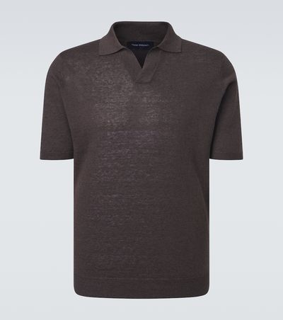 Thom Sweeney Thom Sweeney Linen and cotton polo shirt