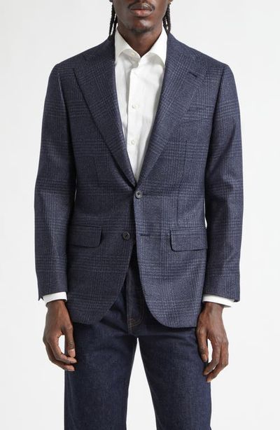 Thom Sweeney Thom Sweeney Structured Single Breasted Plaid Wool & Silk Sport Coat