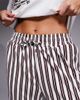 Threadbare Threadbare Apres Ski short sleeve pajamas with striped pants in ecru and brown - 2