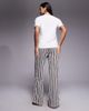 Threadbare Threadbare Apres Ski short sleeve pajamas with striped pants in ecru and brown - 3