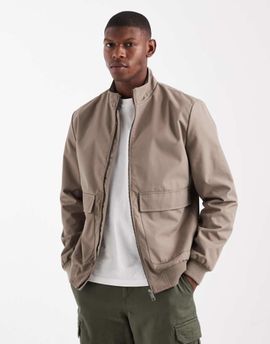 Threadbare Threadbare bomber jacket with front pockets in taupe-Neutral