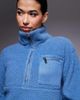 Threadbare Threadbare borg 1/4 zip fleece sweater with pocket detail in blue - 2