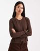 Threadbare Threadbare button up long sleeve jersey top in chocolate brown - 1