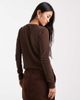 Threadbare Threadbare button up long sleeve jersey top in chocolate brown - 2