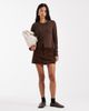 Threadbare Threadbare button up long sleeve jersey top in chocolate brown - 4