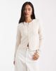 Threadbare Threadbare button up long sleeve jersey top in cream-White - 1