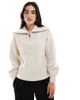Threadbare Threadbare cable knit 1/4 zip sweater with collar in ecru-White - 1