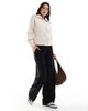 Threadbare Threadbare cable knit 1/4 zip sweater with collar in ecru-White - 2