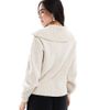 Threadbare Threadbare cable knit 1/4 zip sweater with collar in ecru-White - 4