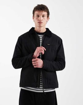 Threadbare Threadbare canvas zip front barn jacket in black