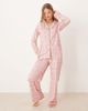 Threadbare Threadbare check print long button through pajama set in pink and green - 1