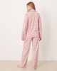 Threadbare Threadbare check print long button through pajama set in pink and green - 4