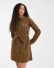 Threadbare Threadbare cord button up shirt dress in khaki-Green - 1