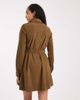 Threadbare Threadbare cord button up shirt dress in khaki-Green - 3