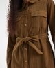 Threadbare Threadbare cord button up shirt dress in khaki-Green - 4