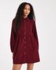 Threadbare Threadbare cord shirt mini dress in fig-Red - 2