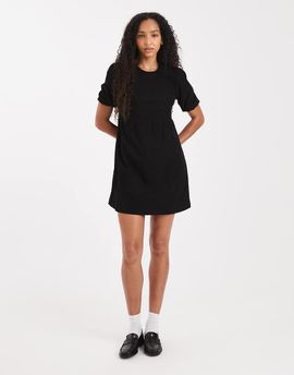 Threadbare Threadbare cord short sleeve mini dress in black