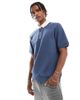 Threadbare Threadbare cotton blend short sleeve polo top with contrast collar in blue - 1