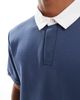 Threadbare Threadbare cotton blend short sleeve polo top with contrast collar in blue - 3