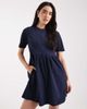 Threadbare Threadbare cotton look cord short sleeve mini dress in navy - 1