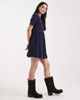 Threadbare Threadbare cotton look cord short sleeve mini dress in navy - 2