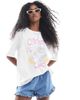 Threadbare Threadbare cotton oversized graphic T-shirt with oyster print in white - 1