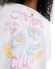 Threadbare Threadbare cotton oversized graphic T-shirt with oyster print in white - 3