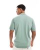 Threadbare Threadbare cotton rich crochet knit short sleeve polo top in sage green - 3